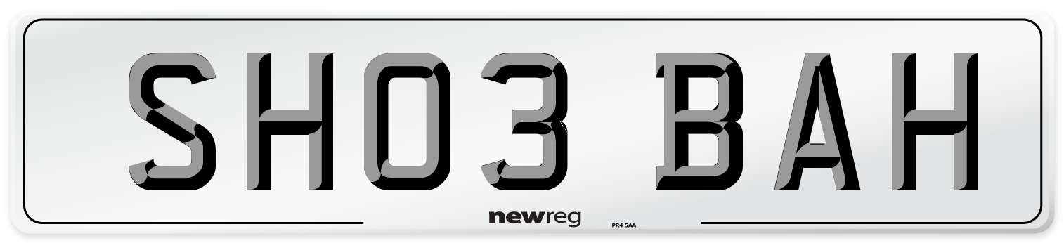 SH03 BAH Number Plate from New Reg